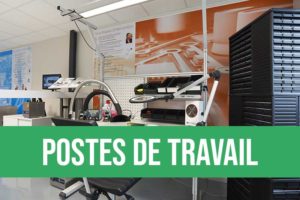 Postes de travail ergonomiques pour les ateliers de production avec accompagnement ergonomique, éclairage et accessoires