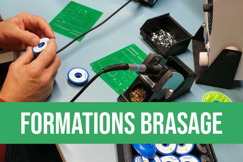 Formation brasage manuel électronique sur composants électronique CMS et traversants, contrôle visuel des cartes électroniques PCB, technique de brasage avec et sans plomb selon norme IPC-A-610 et IPC-7711 et IPC-7721, ROHS électronique