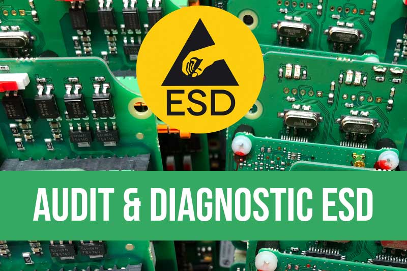 Audit décharges électrostatiques et diagnostic ESD en électronique. Prise de mesures ESD sur site, évaluation des équipements antistatiques et rapport d'audit détaillé avec remise d'un rapports, préconisations