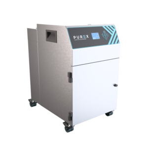 Extracteur de fumées, particules, COV, poussières et polluant de l'air Purex 650 équipé de roulettes et d'un bras multi-positions