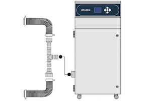 Kit de connexion double pour extracteur Purex de fumées et gaz 80mm entrée air pollué, 100 mm sortie machine laser ou brasage