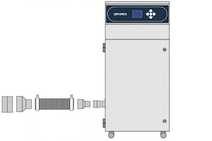 Kit de connexion pour extracteur Prex entrée air pollué diamètre 80 mm, sortie machine brasage ou laser 125 mm