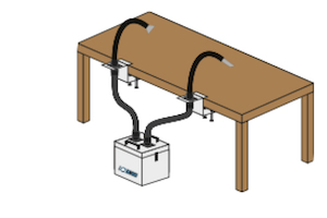 Kit de connexion pour Purex Fumecube, idéal pour un poste manuel de brasage, deux points d'aspiration possibles.