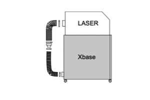 intégration machine de gravage laser et extracteur Purex Xbase, installation et connexion pour une meilleure aspiration des polluants, COV, gaz