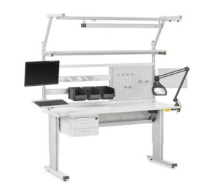 Poste de travail industriel Treston WB modulable, réglage en hauteur ergonomique pour ateliers et lignes de production